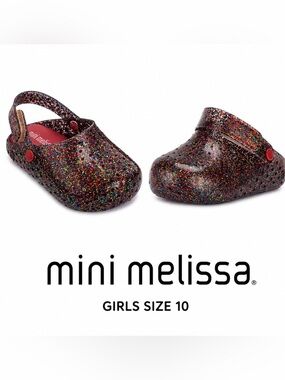 Mini Melissa Furadinha Babouche Jelly Clogs Girls US 10 Glitter Sparkle Scented